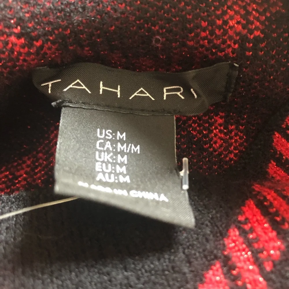 Tahari Black and Red Geometric Turtleneck Sweater - Picture 8 of 8